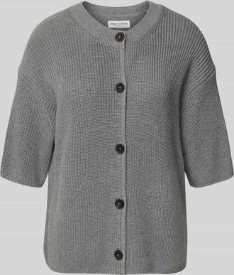 Marc O'Polo Loose Fit Strickjacke aus reiner Baumwolle in Mittelgrau, Größe XS