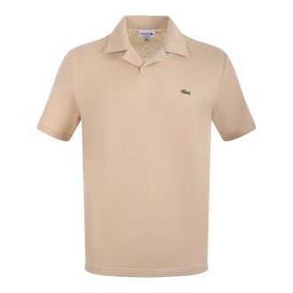 Lacoste Polo Shirts, male, Beige, Size: XL Classic Fit Cotton-Linen Polo