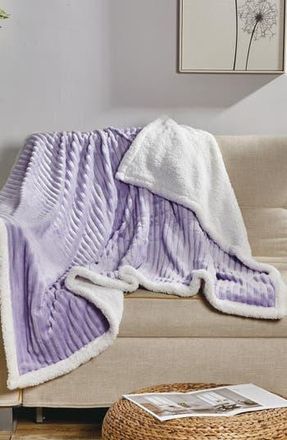 Luxury Home Corduroy Faux Shearling Throw Blanket in Lilac at Nordstrom Rack