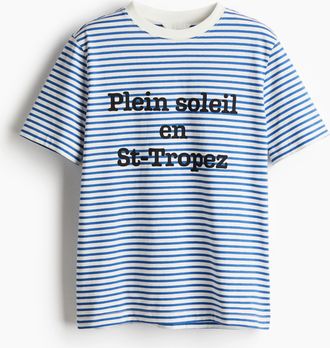 H&M T-Shirt mit Print - Blau/Gestreift
