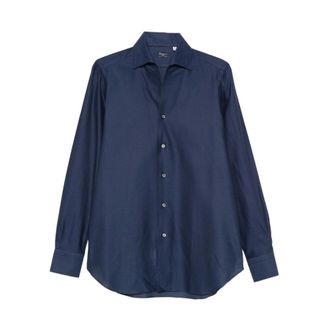 Finamore Napoli Shirt - Heren - Casual Overhemden - Blauw - 2XL - Overhemden