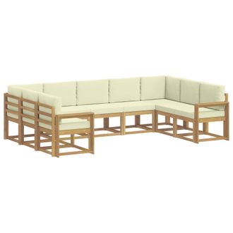 vidaXL Conjunto De Sof&aacute;s De Exterior Con Coj&iacute;n 9 Pcs Blanco Y Crema Vidaxl