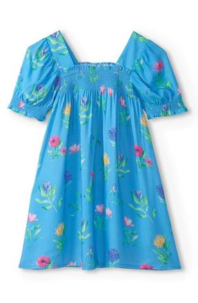 Hatley Kids Floral Print Smocked Dress in Bonnie Blue at Nordstrom, Size 3T
