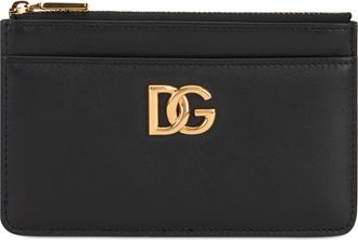 Dolce & Gabbana Womens Card Holder Black Calfskin With Zip Wallets & Cardholders