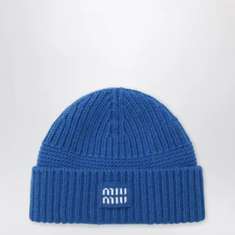 Miu Miu Berretto blu royal in lana e cashmere