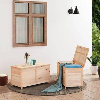 Berkfield Home Outdoor Cushion Box 100x50x56 cm Solid Wood Fir in Brown | Size: 100 x 50 x 56 cm