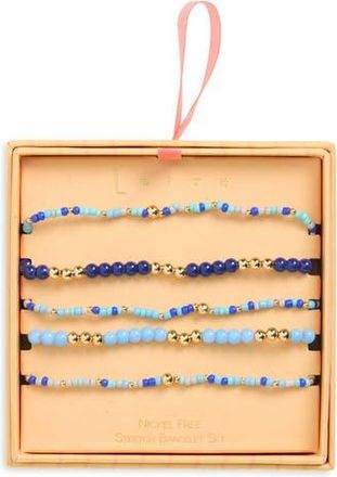 Leith Set of 5 Beaded Stretch Bracelets in Cool Multi- Gold at Nordstrom Rack