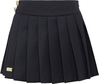 Philipp Plein Rokken, Dames, Blauw, S, Wol, Wool Marine Plisse Skirt