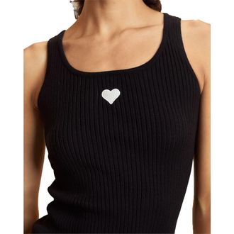Cynthia Rowley Heart Rib Tank in Black at Nordstrom, Size X-Small