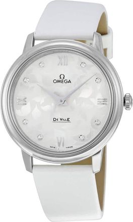 Omega De Ville White Diamond Dial White Satin Ladies Watch 42412336052001