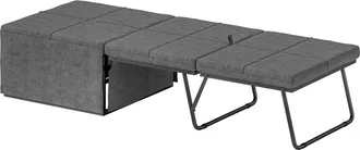 HOMCOM Linen Foldable Guest Bed Dust Cover And Metal Frame - 69 X 181.5 Cm | TJ Hughes Grey