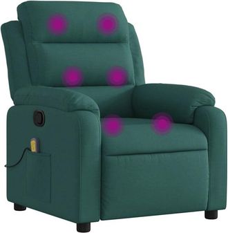 vidaXL Sill&oacute;n De Masaje Reclinable De Tela Verde Oscuro Vidaxl