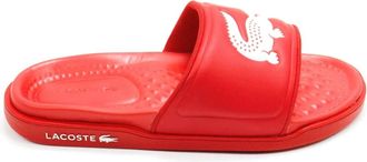 Lacoste Mens Croco Dualiste Slide Sandal In Red