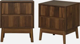 Sweeek Mesita De Noche De 2 Cajones Con Efecto Madera, Set De 2