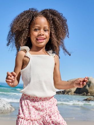 Vertbaudet Top mit schmalen Volanttr&auml;gern M&auml;dchen wollwei&szlig;