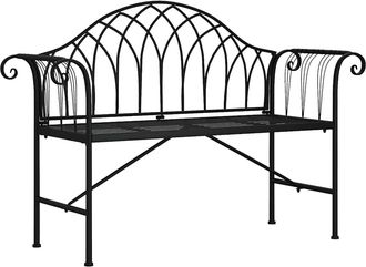 vidaXL Banco De Jard&iacute;n De Dos Plazas 128 Cm Acero Negro Vidaxl