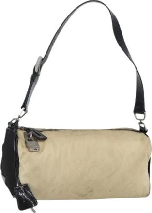 Prada Pre-owned Shoulder Bags, female, Beige, Size: ONE SIZE Pre-owned Nylon Shoulder Bag