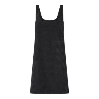 Pinko Short Dresses, female, Black, Size: S Square Neckline Black Rhinestone Dress