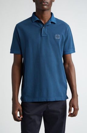 Stone Island Slim Fit Cotton Polo in Dark Blue at Nordstrom, Size Small