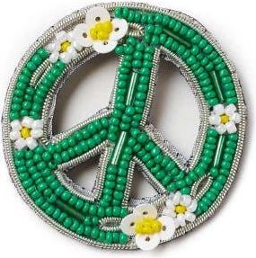 Matr Boomie Bala Mani Beaded Peace Brooch Pin in Green at Nordstrom