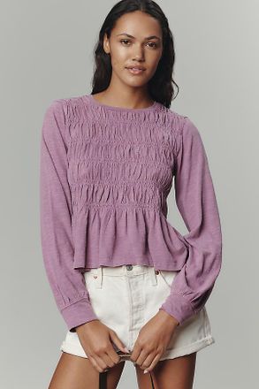 Pilcro Long-Sleeve Smocked Top