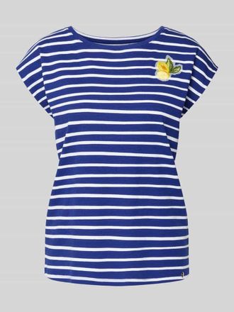 Jake*s T-Shirt mit Motiv-Stitching und Rundhalsausschnitt in Royal, Gr&ouml;&szlig;e 34