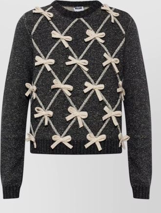 Moschino silk wool diamond knit bow sweater