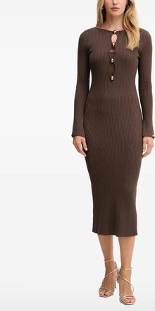 Marciano Abito midi a coste - Marrone