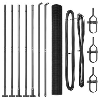 Berkfield Home Welded Wire Fence with 7 Flanged Posts Grey 1.4 x 10 m Steel