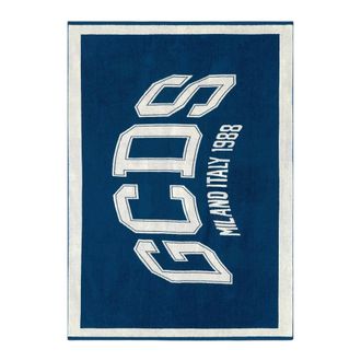 GCDS Gcds, Home, Dames, Blauw, ONE Size, Katoen, Logo Lounge Strandlaken