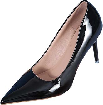 Generic Ladies Elegant Pointed Toe Stiletto Heel Party Wedding Evening Prom Comfortable Slip On Shoes, black, 2/2.5 UK