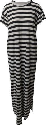 The Great. The Great Striped T-Shirt Dress in Black and White Cotton