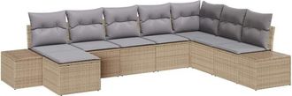 vidaXL Garden Sofa Set 8 pcs Beige and Light Grey Poly Rattan vidaXL