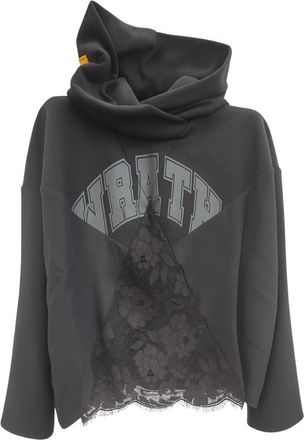 John Richmond Sweatshirt met overslagkraag en grafische details - Dames - Hoodies - Zwart - 2XS - Hoodies & sweatvesten