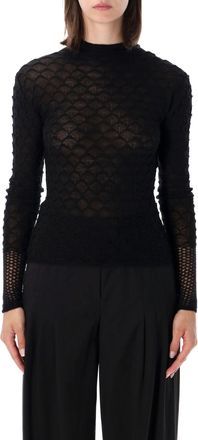 Lanvin Black Textured High Neck Sweater