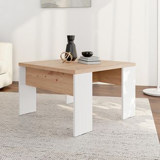 Dmora Mesa De Centro Magre, Tablero Efecto Listones, Forma Cuadrada, Color Marr&oacute;n, 67x67x43h Cm Roble Nudos Marr&oacute;n