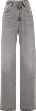 Brunello Cucinelli Moderne Losse Denim Jeans - Dames - Regular Fit Jeans - Grijs - M - Denim - Jeans