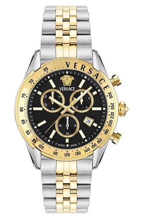 Versace Master Chronograph Bracelet Watch, 44mm in Two Tone at Nordstrom