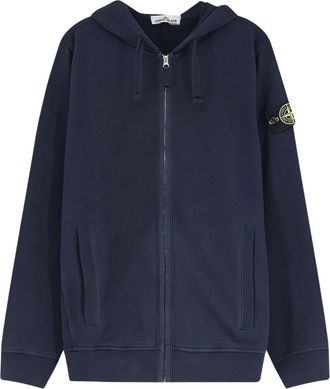 Stone Island Minimalist Zip-Through Hoodie Sweater with Distinctive Patch Logo