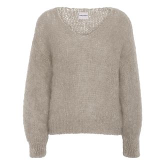 Americandreams Milana Mohair Knit - Dames - V-hals truien - Beige - XL - Wol - Truien & Vesten