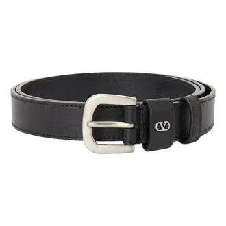 Valentino FW25 V Logo Signature Calfskin Belt Black T0SM1XUG-0NO