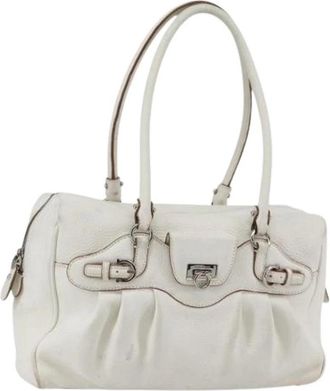Ferragamo Pre-owned Leren Tote - Dames - Vintage Handtas - Wit - ONE Size - Leer - Vintage
