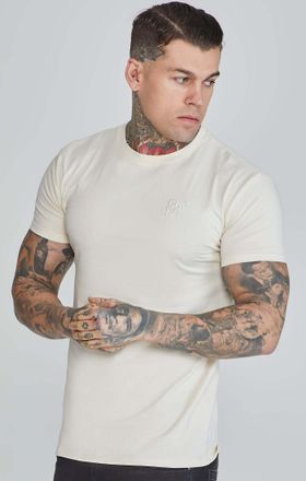 Siksilk T-Shirt SIKSILK Siksilk T-Shirt Muscle Fit T-Shirt, Herren, Gr. S, beige, Obermaterial: 95% Baumwolle CO. 5% Elasthan EL., Shirts T-Shirt