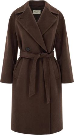 Max Mara Resina Mantel met ceintuur - Dames - Mantels - Bruin - Maat: 3XS Wol