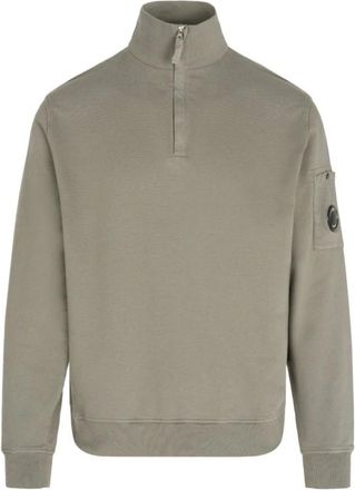 C.P. Company Grey Quarter Zip Sweatshirt with Lens Detail