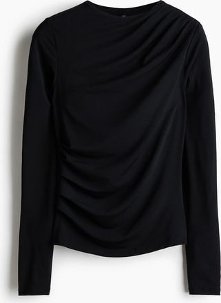 H&M Drapiertes Shirt - Schwarz