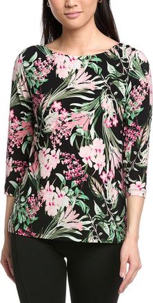 Jones New York Button Shoulder Print Top