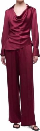 SIMKHAI Symone Long Sleeve Cowl Top In Cranberry