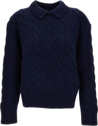 Polo Ralph Lauren Polo trui van kabelgebreide wol en kasjmier - Dames - Polos - Blauw - XS - Wol - Tops