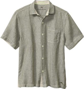 Tommy Bahama Paradise Breezer Short Sleeve Linen Button-Up Shirt in Tea Leaf at Nordstrom, Size X-Large